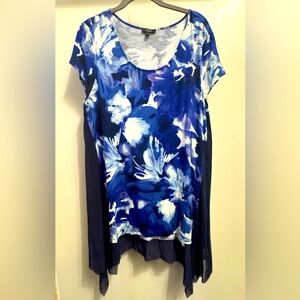 Cupio Sleeveless Summer long top / Dress Bright Colors Blue Floral Women Sz XL